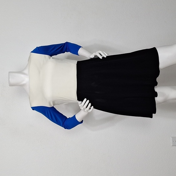 Tibi Multicolor Colorblock 3/4 Sleeves Retro Business Casual Crepe Mini Dress 6 - Picture 2 of 10